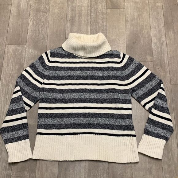 Liz Claiborne Sweaters - Womens Liz Claiborne Sport Thick‎ Chunky Turtleneck Stripe Pullover Sweater